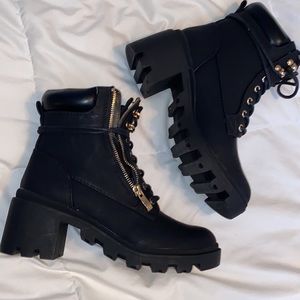 Black combat boots